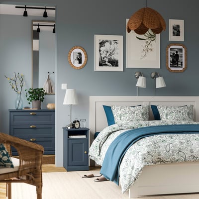 FÅGELFJÄLLET Bedside table, dark grey-blue, 32x41x56 cm