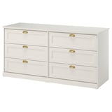 FÅGELFJÄLLET Chest of 6 drawers, off-white, 160x51x78 cm