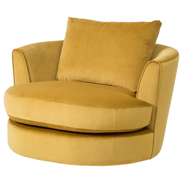 Fasalt Swivel Armchair Velvet Yellow Ikea