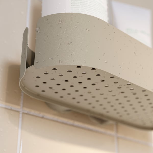 FLORSJÖN Shower shelf, beige, 25x5 cm