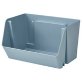 A blue FODERTRÅG wall or desk organizer, made of 50% recycled plastic, with a rectangular design and smooth finish.