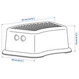 Illustration with measurements for the product: FÖRSIKTIG.