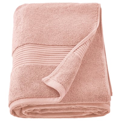 FREDRIKSJÖN light pink cotton towel, thick, soft, folded with ribbed edges.