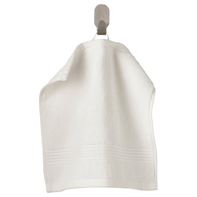 White FREDRIKSJÖN towel with loop, 100% cotton, thick & soft.