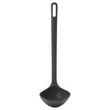 Black FULLÄNDAD ladle, non-stick, plastic handle, deep bowl.
