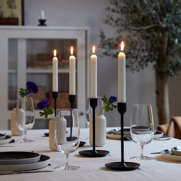 FULLTALIG Candlestick, set of 3, black