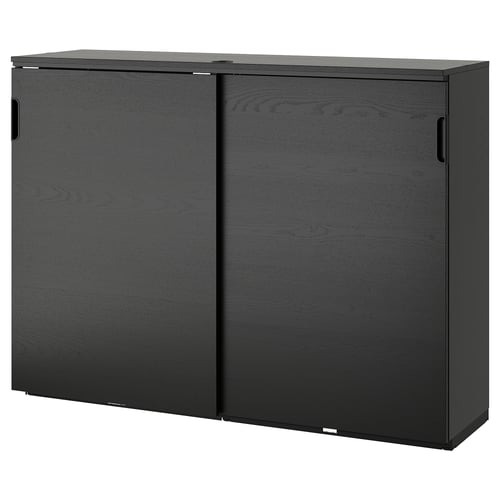 GALANT Cabinet with sliding doors - black stained ash veneer 160x120 cm
