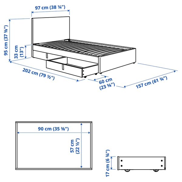 Illustration with measurements for the product: GLADSTAD.