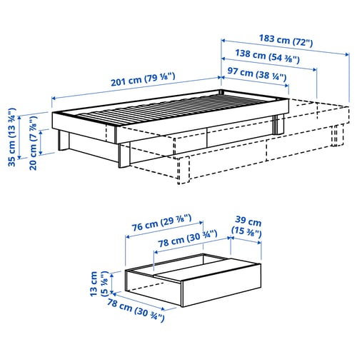 Illustration with measurements for the product: GLAMBERGET.