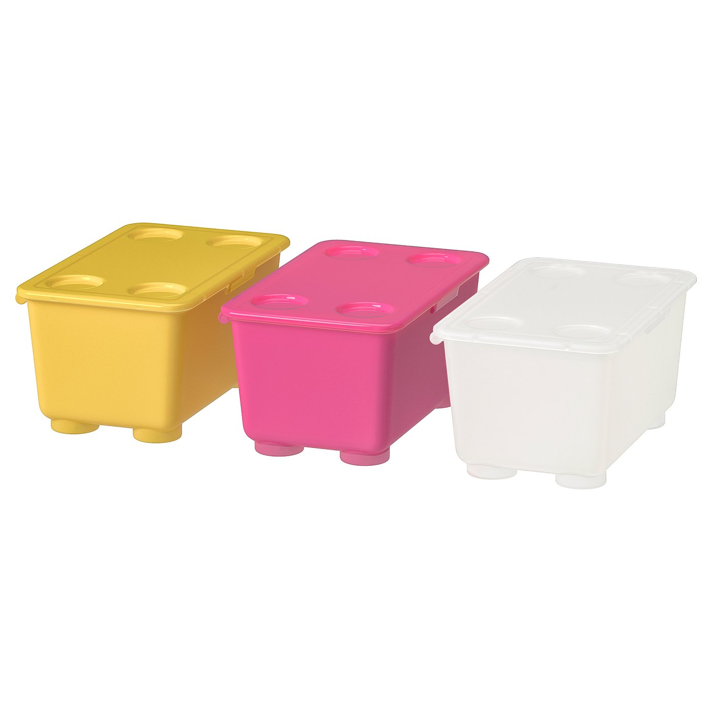 pink and white plastic toy box