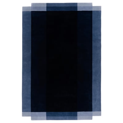 GNETGRÄS rug: blue, rectangular, thick wool with cotton sides, abstract shades.