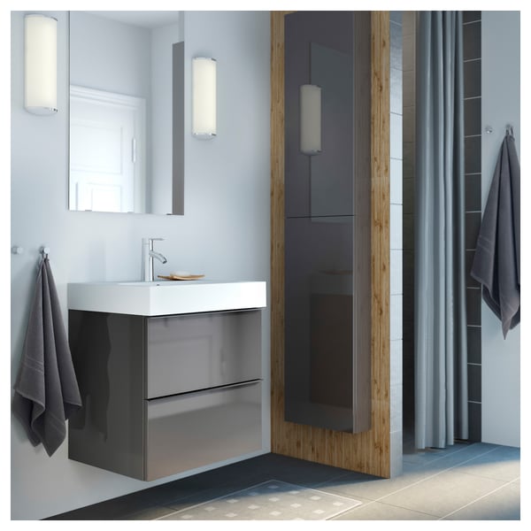 GODMORGON Wall cabinet with 1 door, high-gloss grey ...