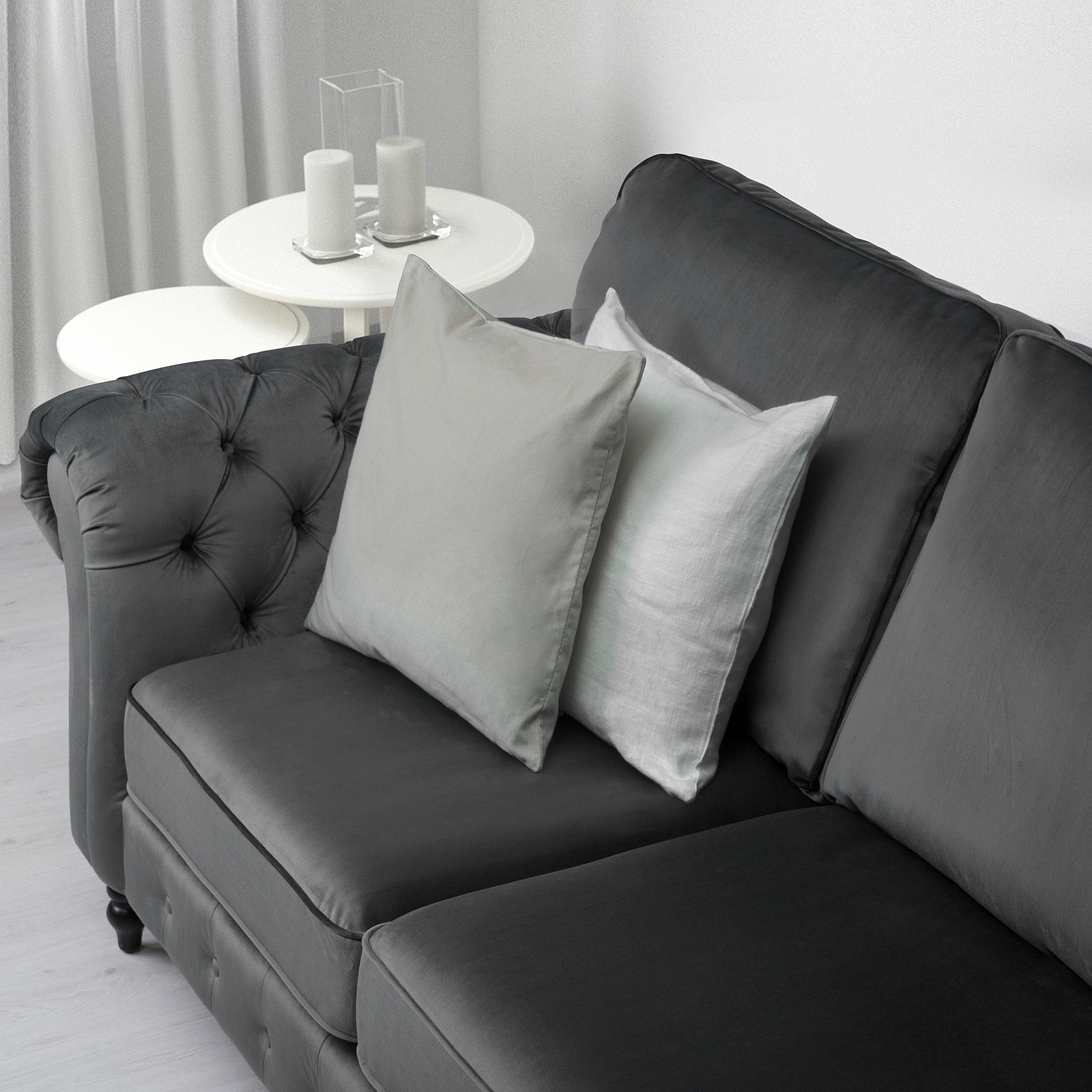 GREVIE 2-seat sofa, Velvet grey - IKEA Ireland