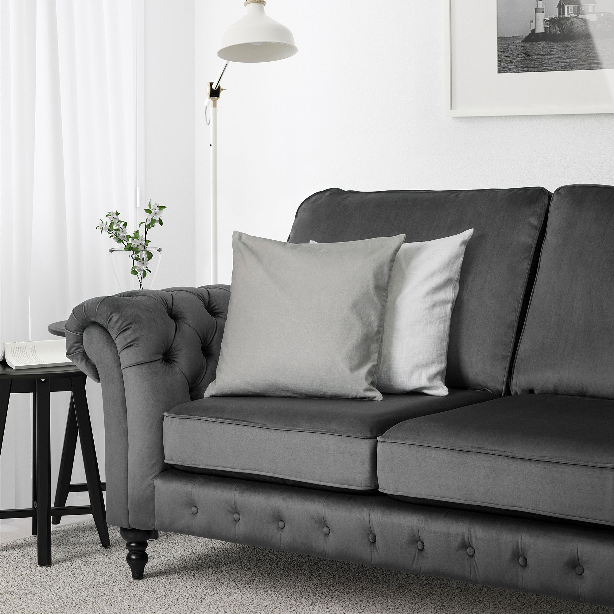 GREVIE 2-seat sofa, Velvet grey - IKEA Ireland