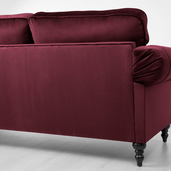 Grevie 2 Seat Sofa Velvet Dark Red Ikea