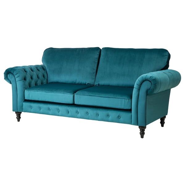 Grevie 3 Seat Sofa Velvet Blue Ikea