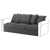 Gray GRÖNLID sofa with rolled arms and cushions.