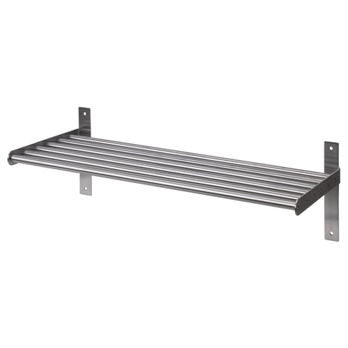 GRUNDTAL silver metal shelf basic design wall mounted large storage.