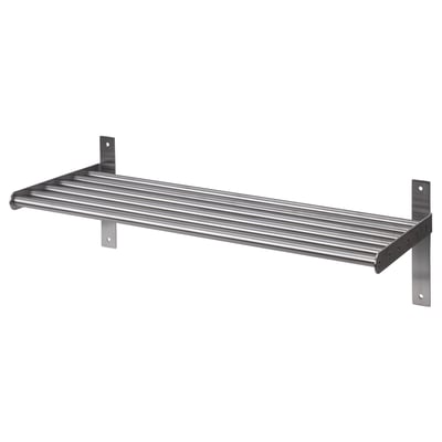 GRUNDTAL silver metal shelf basic design wall mounted large storage.