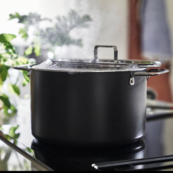 GULDÖRING Pot with lid, non-stick coating stainless steel/black-grey, 3 l