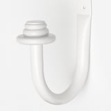 White metal hook with stacked finial ends, designed for hanging items, showcasing clean, high-quality finish.