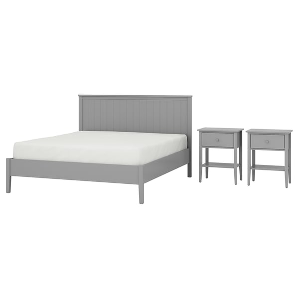 GULLABERG Bedroom furniture, set of 3, grey, Standard King