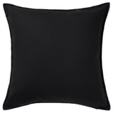 A square black GURLI cushion cover. Its made from 100% cotton and a simple, zippered design.