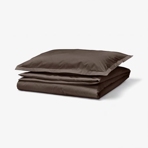 HAMPFLOCKEL Duvet cover and pillowcase, brown, 150x200/50x80 cm
