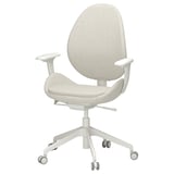 HATTEFJÄLL: ergonomic white office chair, fabric-covered, five-legged, adjustable, castors.