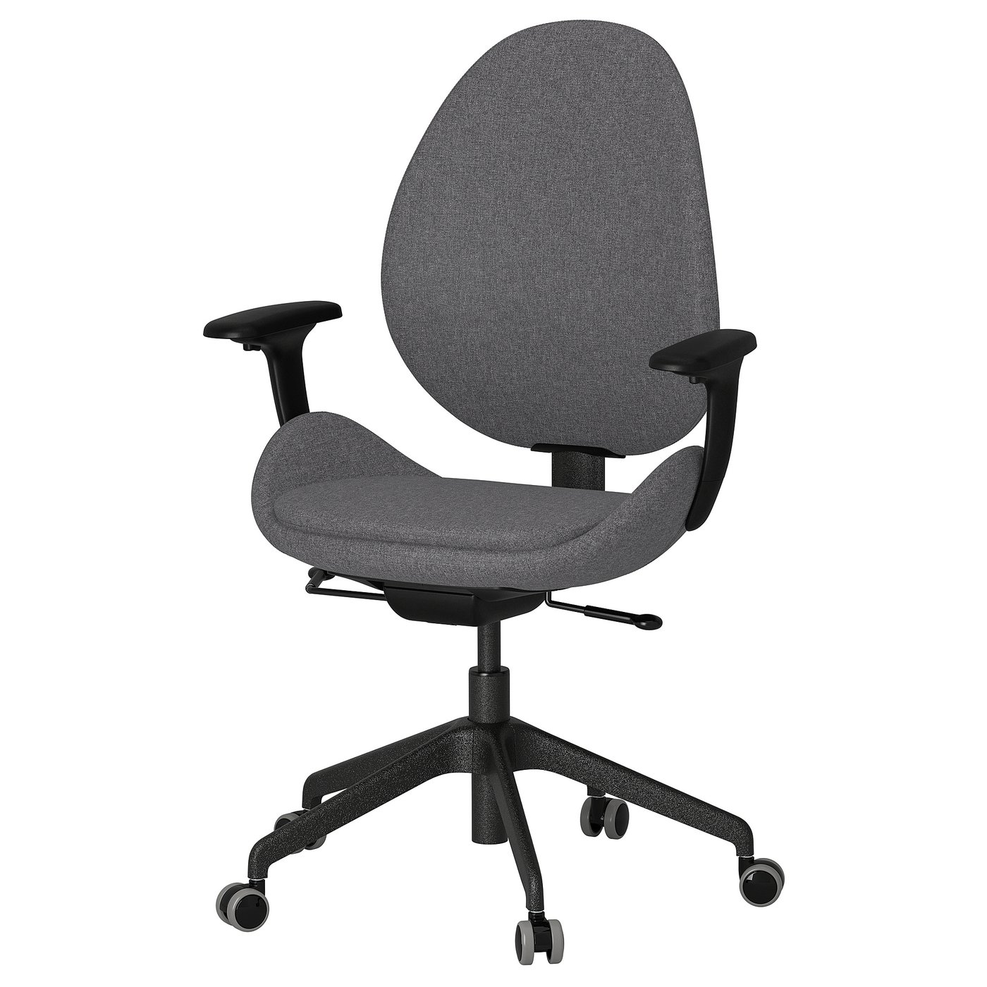 HATTEFJÄLL office chair with armrests, Gunnared dark grey/black