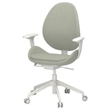 HATTEFJÄLL desk chair, light gray, ergonomic design with armrests, five-star base on wheels.