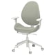 Option: HATTEFJÄLL desk chair, light gray, ergonomic design with armrests, five-star base on wheels.