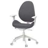 Modern office chair: HATTEFJÄLL, grey, with adjustable armrests, seat, and backrest for ergonomic support and a sleek design.