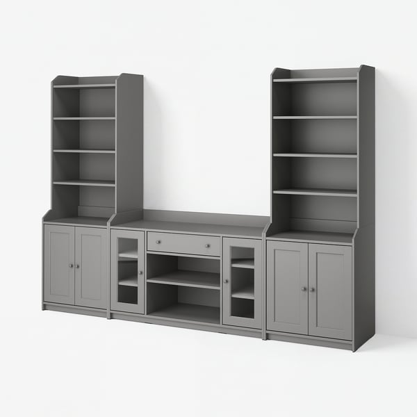 HAUGA Storage combination, grey, 279x46x199 cm