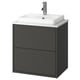 A dark grey HAVBÄCK wall-mounted bathroom vanity with a white rectangular countertop and sink, simple modern design.