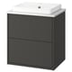 HAVBÄCK vanity in dark grey with rectangular basin.