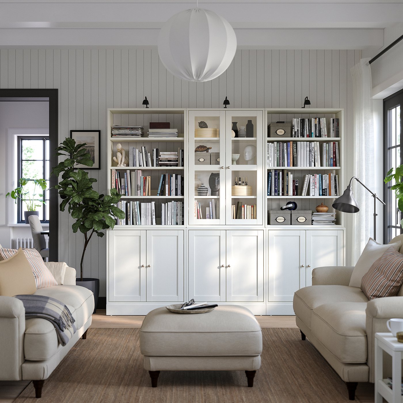 HAVSTA storage combination with glass doors, white, 243x47x212 cm