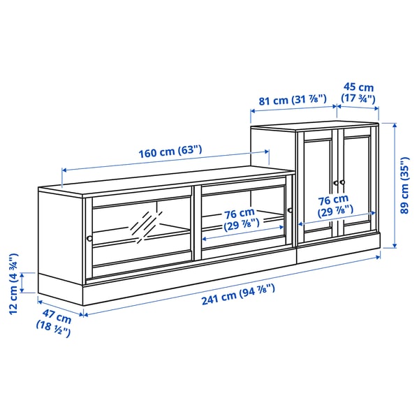 Illustration with measurements for the product: HAVSTA.