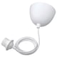 Option: White HEMMA pendant lamp with round shade, cord, and ceiling cup.