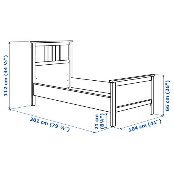 Illustration with measurements for the product: HEMNES.