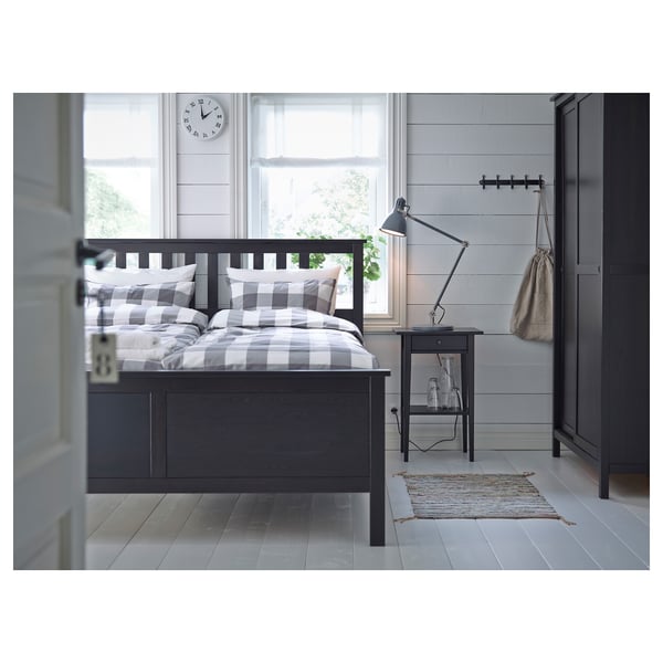 HEMNES Bedside table - black-brown - IKEA