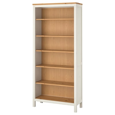 HEMNES Bookcase, white stain/light brown, 90x197 cm