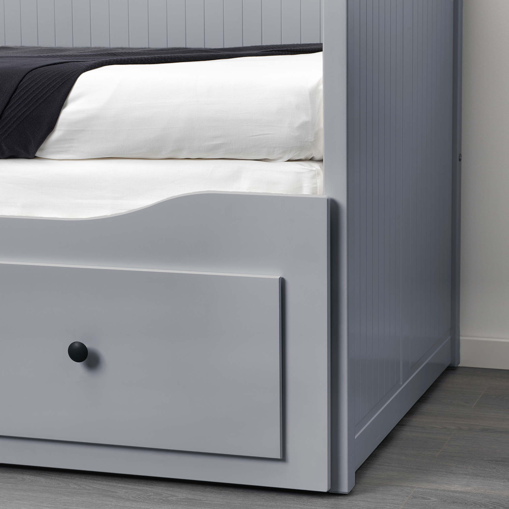 HEMNES Day-bed w 3 drawers/2 mattresses, grey, Moshult firm, 80x200 cm ...