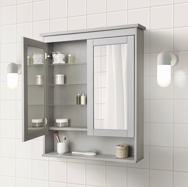 Hemnes Mirror Cabinet With 2 Doors Grey 83x16x98 Cm Ikea Ireland