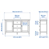 Illustration with measurements for the product: HEMNES.