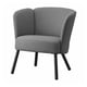Option: Gray HERRÅKRA armchair with rounded back and seat, metal legs, soft fabric.