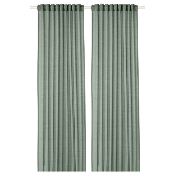 Hilja Curtains 1 Pair Grey Green 145x250 Cm Ikea