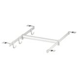 The HJÄLPA adjustable clothes rail in white, made of steel and plastic, with multiple hooks for hanging items, designed for wall or door mounting.
