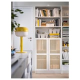 HÖGADAL Door, white/woven bamboo, 40x97 cm