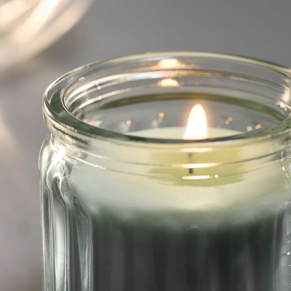 HÖKGÖK Scented candle in glass, Apple light green, 12 hr